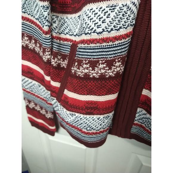 Loft Woman S Cardigan Fair Isle Pocket Front Zip Long Sleeve Cabin Core - Picture 5 of 9